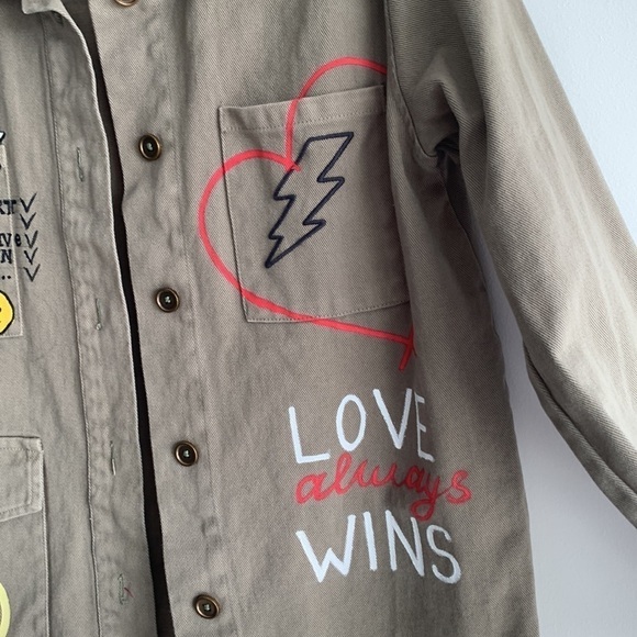 Ascot & Hart Green Army Jacket hand painted with graphic details, size S - Picture 6 of 16